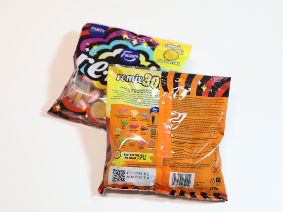 2D-koodi makeispussissa